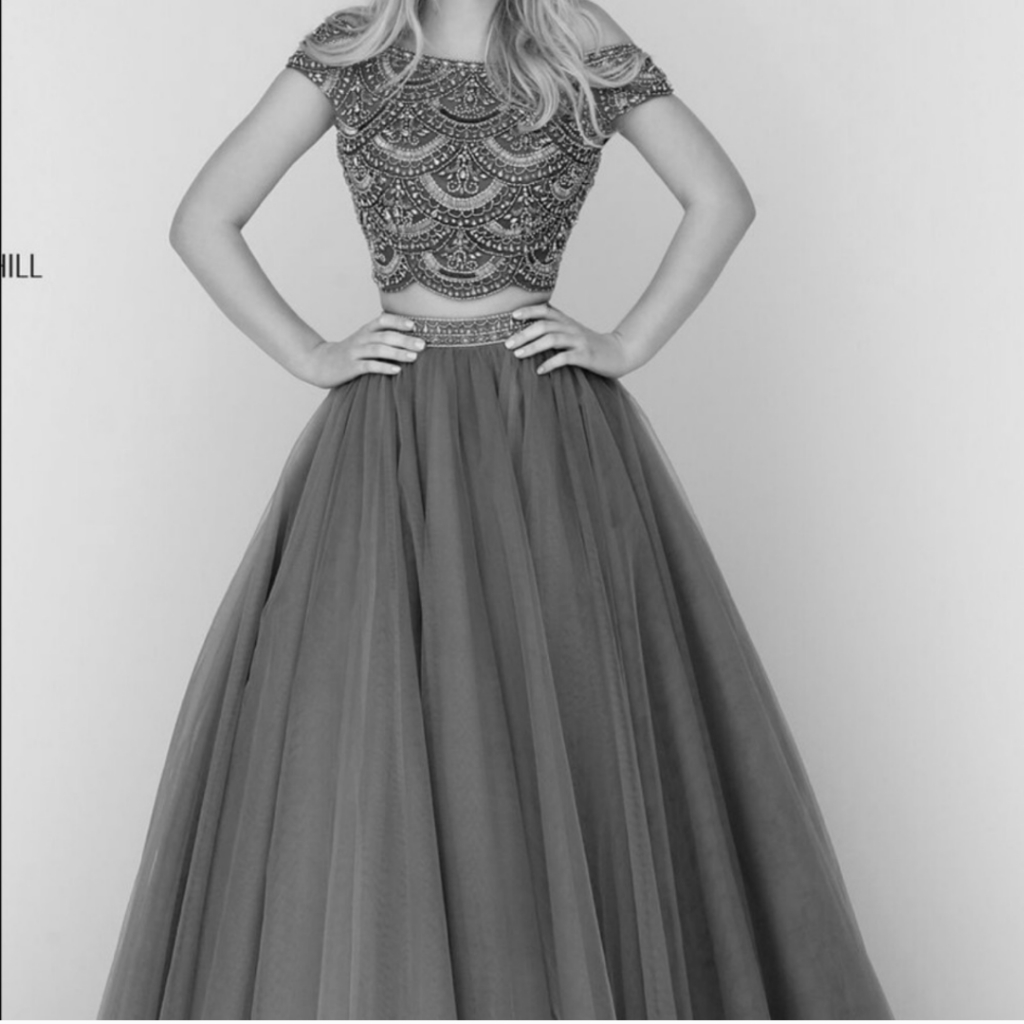 Sherri Hill Gray 2-Piece Ball Gown